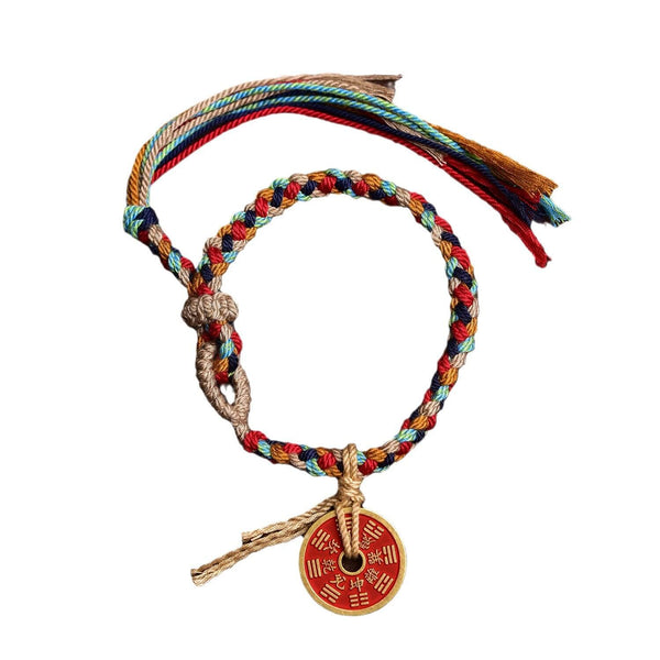 Lucky Braided Bracelet with Amulet Coin
